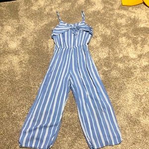 White and light blue jumpsuit